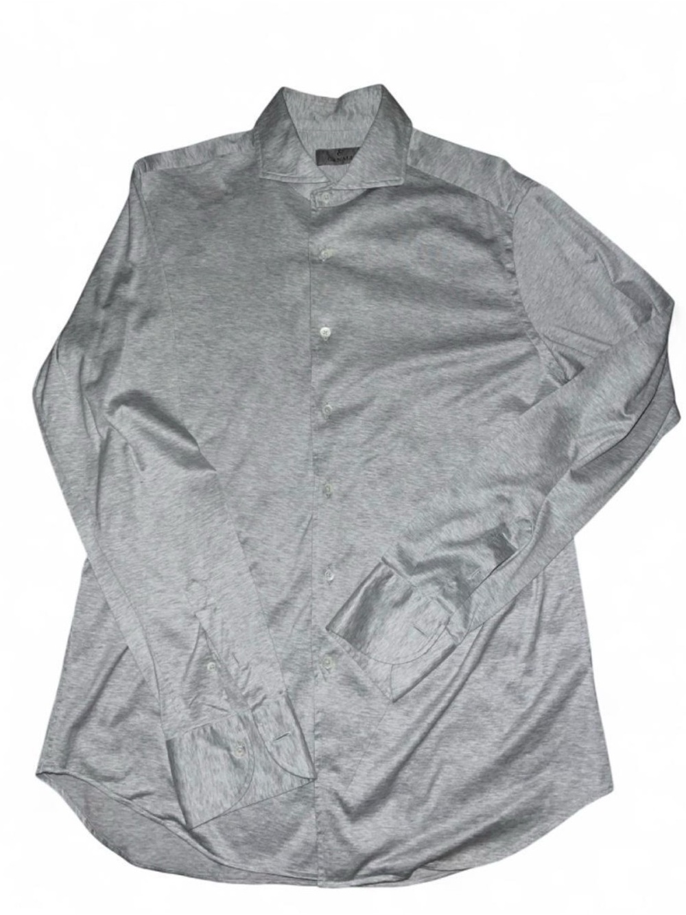 Canali Silver-Grey Long Sleeve Dress Shirt